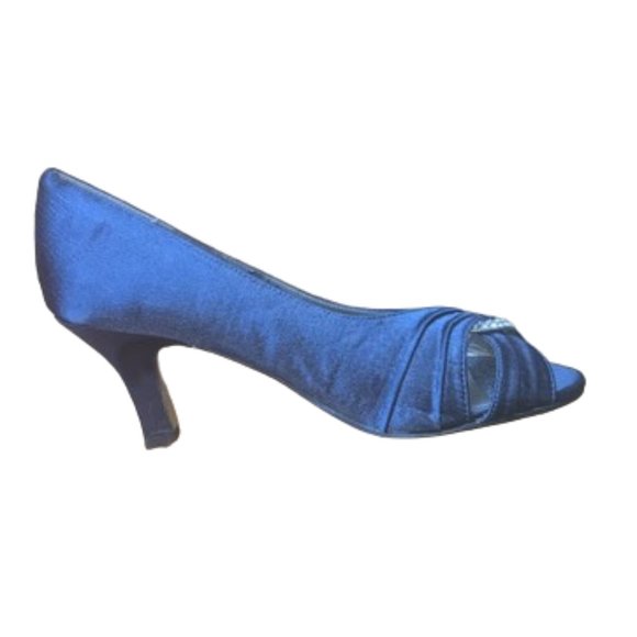 Blue Fabric Heeled Dressed Shoes Pumps Size 6.5  NEW NWOT - Picture 4 of 8